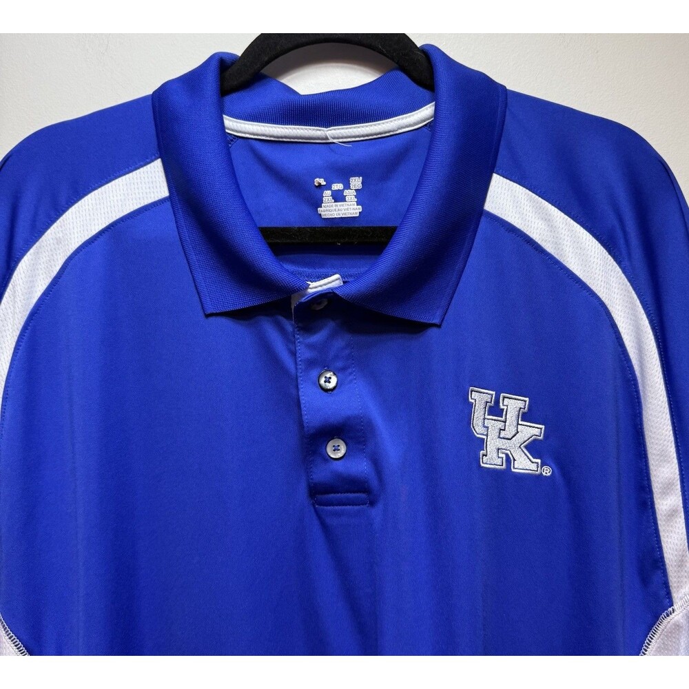 Wildcats Team University Of Kentucky UK Mens XXL Blue White Polo Shirt NCAA
